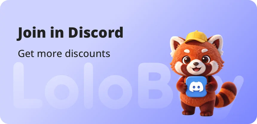 Official Lolobuy Join in Discord card with the red panda