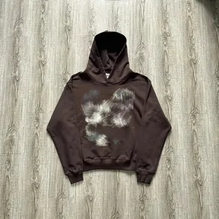 Brown hoodie with a faded smoke print