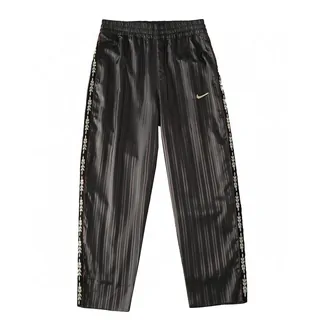 Black track pants with tonal stripes and side piping