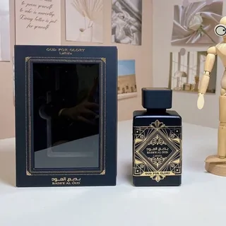 Oud fragrance in a dark faceted bottle