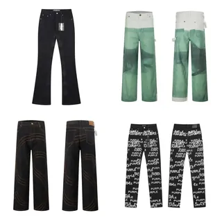 Wide-leg jeans in four styles, from flared black to green-dyed