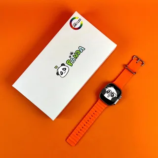 Square-face smartwatch with an orange sport strap